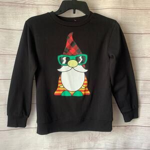 Well Worn Gnome Santa Sweatshirt Black Holiday Sweater Christmas Girls Medium
